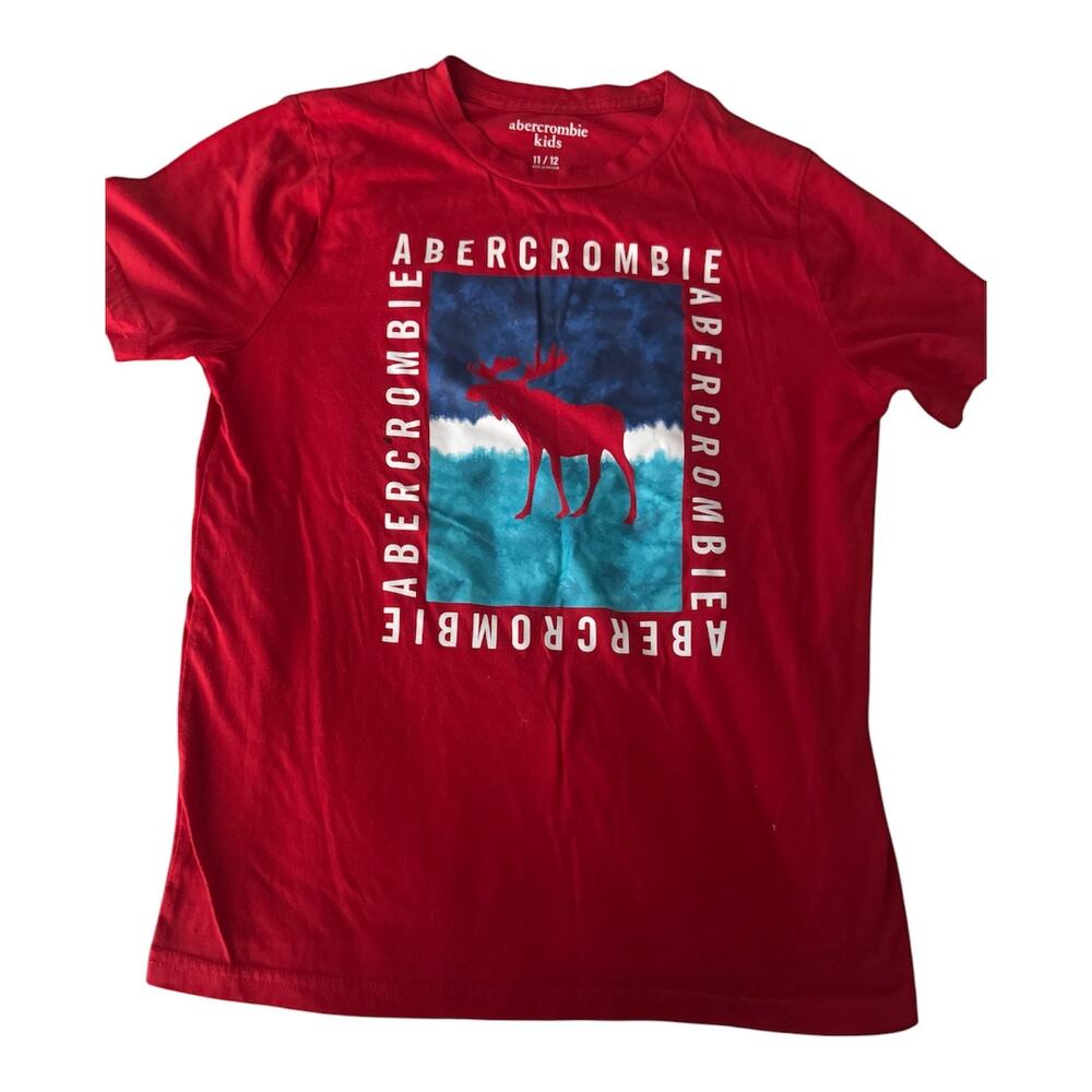 Abercrombie Kids Boys Moose Graphic T-Shirt Red Size 11/12 Short Sleeve Tee